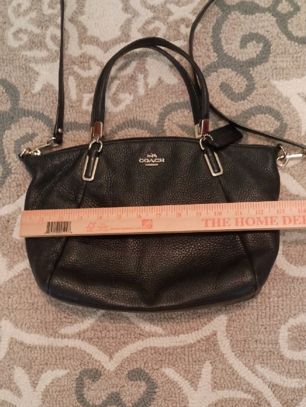 Coach Black Pebbled Leather Tote with Detachable Crossbody Strap - Picture 2 of 7